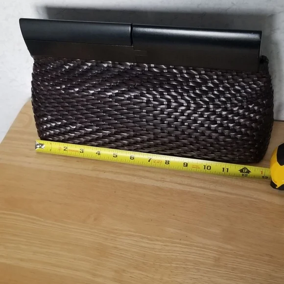 Leather Woven Clutch, Dust Bag & Mirror Set De Vecchi - Picture 8 of 8